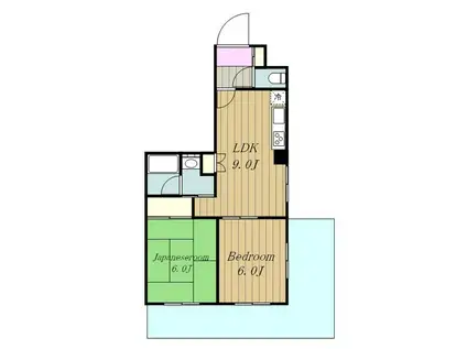 ユーコート稲田堤(2LDK/3階)の間取り写真