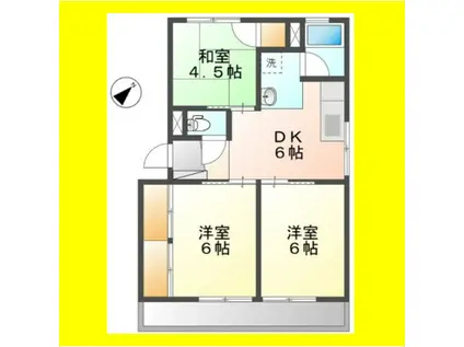 コーポ大坪(2DK/1階)の間取り写真