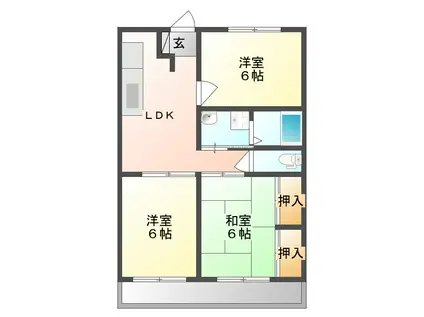 ビューハウス要(3LDK/3階)の間取り写真