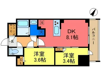 AUGUSTA RESIDENCE 新小岩(2DK/8階)の間取り写真