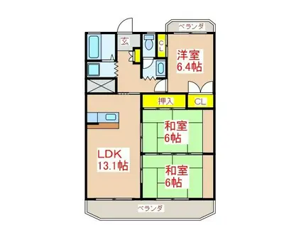 ROSE向井(3LDK/4階)の間取り写真