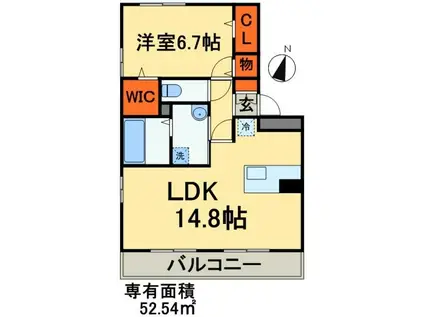 クロシェットB(1LDK/1階)の間取り写真