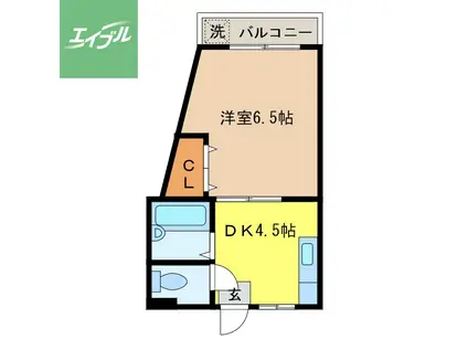 ピースフルミカド(1DK/3階)の間取り写真