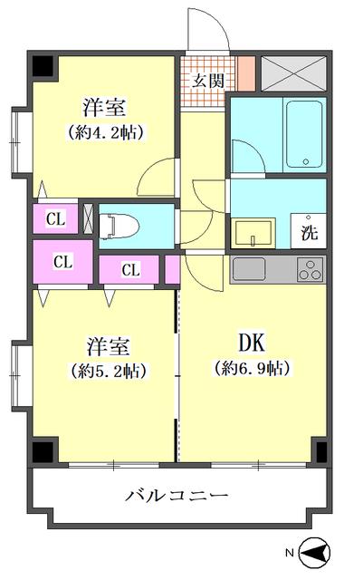 ライオンズガーデン蒲田(2DK/1階)の間取り写真