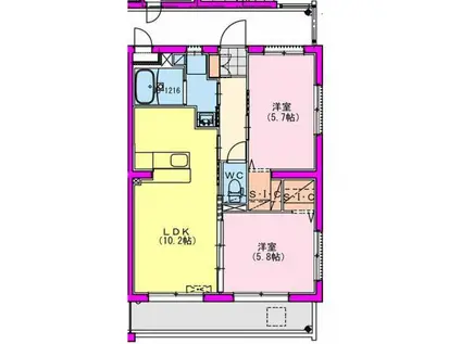 M10みまた(2LDK/1階)の間取り写真