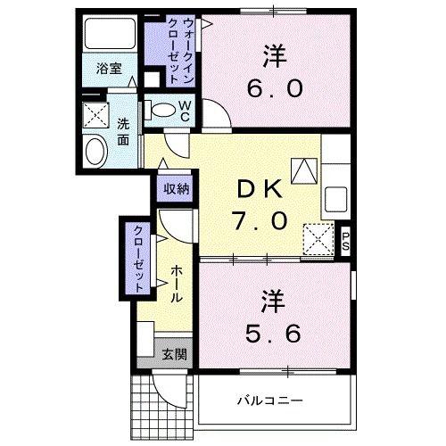 グリーンパルII-B(2DK/1階)の間取り写真