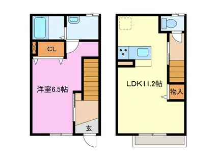 MAISONETTE LAND 河原田(1LDK/1階)の間取り写真