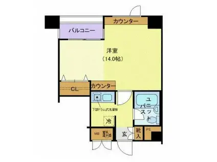メゾンドヴィレ東神田(1K/4階)の間取り写真