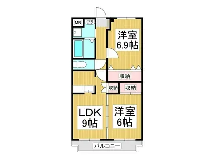 クインス(2LDK/4階)の間取り写真