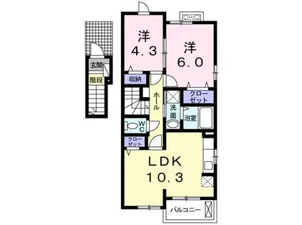 プラシードIII(2LDK/2階)の間取り写真