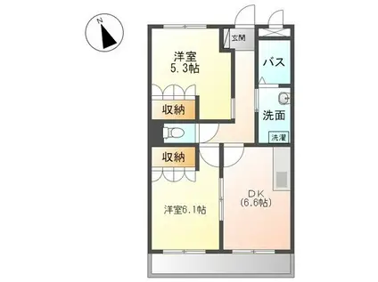 コムス・エルアール(2DK/2階)の間取り写真