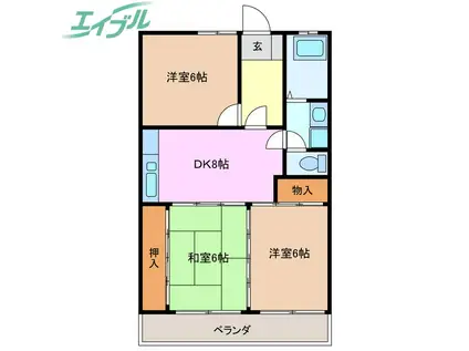 糸与ビル(3DK/2階)の間取り写真