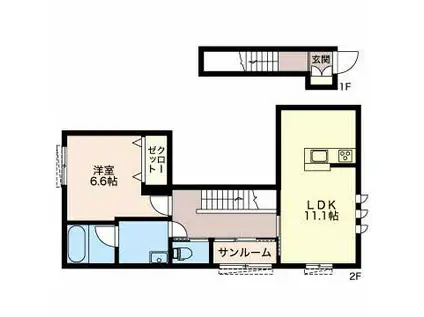 レジデンツファルケII(1LDK/2階)の間取り写真