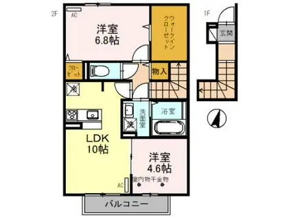 GRASMEREB(2LDK/2階)の間取り写真