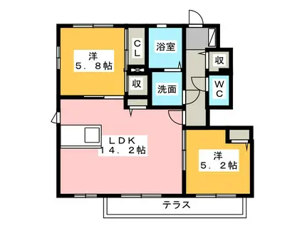 PINE富塚II(2LDK/1階)の間取り写真