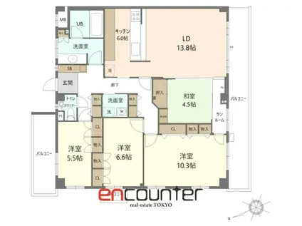 アトリウム白鷺(4LDK/2階)の間取り写真