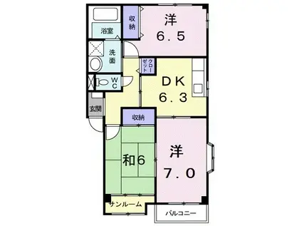 クヴェレ I(3DK/2階)の間取り写真