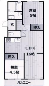 グリーンハイム山口(2LDK/4階)の間取り写真