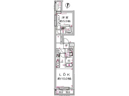 レガリス武蔵小山(1LDK/4階)の間取り写真