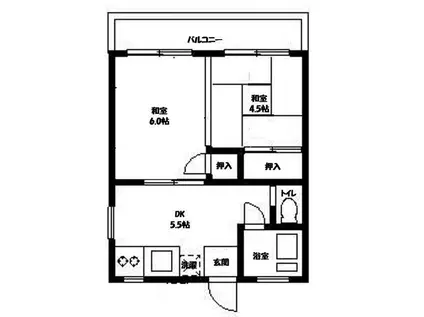 清水コーポ(2DK/2階)の間取り写真