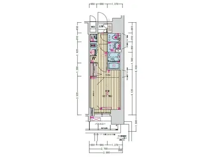 プレサンス東別院駅前II(1K/13階)の間取り写真