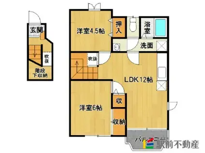 ラフェーヌB(2LDK/2階)の間取り写真