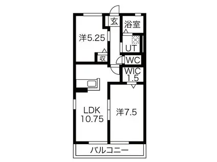 プリムヴェール(2LDK/2階)の間取り写真