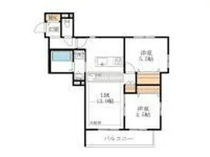 グリーンリーブズ稲荷山(2LDK/2階)の間取り写真