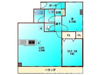 ガーデンヒルズ城南V(2LDK/5階)の間取り写真