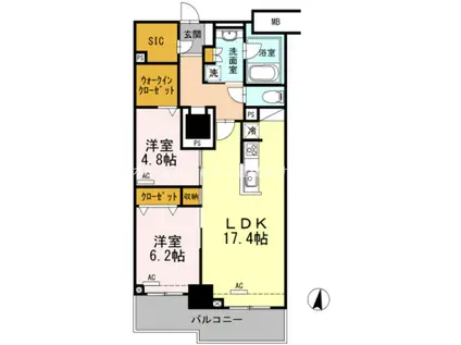 セントラルレジデンス(2LDK/8階)の間取り写真