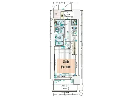 エステムコート広島国泰寺(1K/2階)の間取り写真