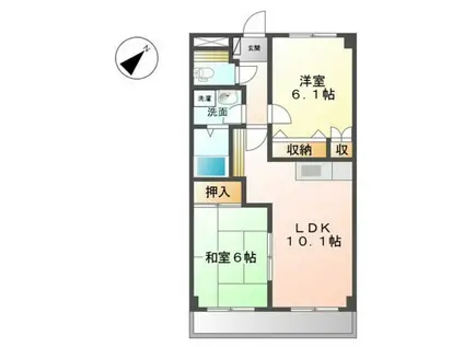 サンピア大福(2LDK/2階)の間取り写真