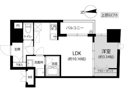 MGH大濠パーク(1LDK/10階)の間取り写真