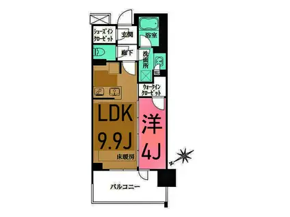 リビオタワー羽沢横浜国大(1LDK/7階)の間取り写真