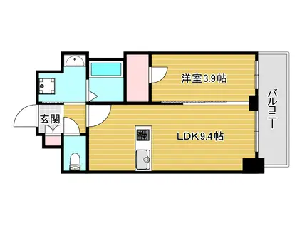 ファステート難波ラグジュ(1LDK/6階)の間取り写真