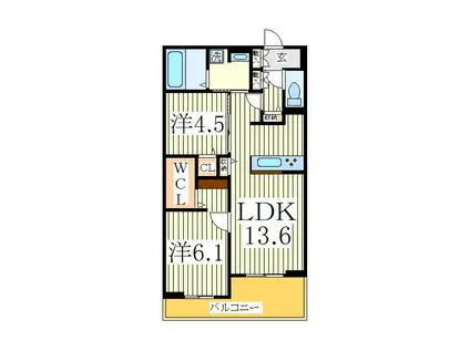 ラフォーレ弐番館(2LDK/2階)の間取り写真