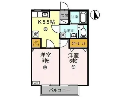 アーバンライフ多田館(2K/1階)の間取り写真