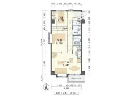 フロラシオン(2LDK/3階)の間取り写真
