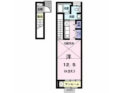 アン・ジェルメ(ワンルーム/2階)の間取り写真