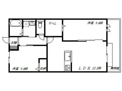 リトリート(2LDK/2階)の間取り写真