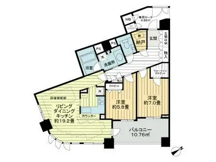 ライオンズステージ目黒本町(2LDK/5階)の間取り写真