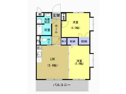 セトルII(2LDK/2階)の間取り写真