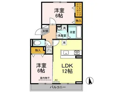 ウィステリア 太田(2LDK/3階)の間取り写真