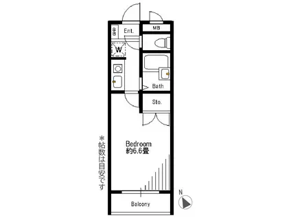 ベスティーアパートメントときわ台(1K/1階)の間取り写真
