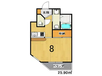 菊岡家 弁財天館(1K/2階)の間取り写真