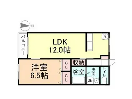 エクセルヒルズD棟(1LDK/1階)の間取り写真