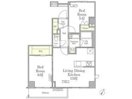 パークペルル池尻(2LDK/6階)の間取り写真