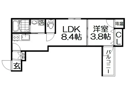 ASECIA萱島(1LDK/3階)の間取り写真