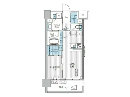 テラ蚕糸の森(1LDK/3階)の間取り写真