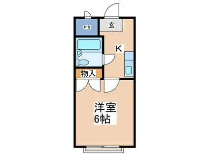 ディアK(1K/2階)の間取り写真
